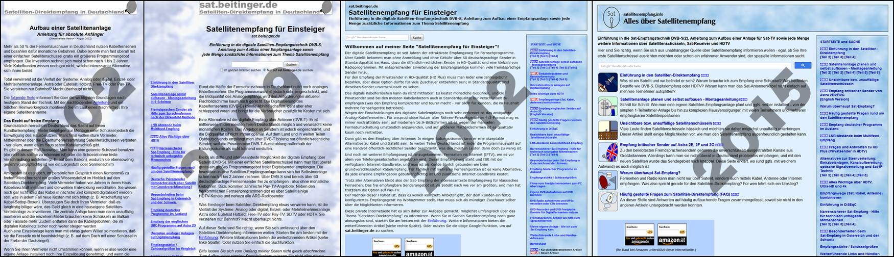 Screenshots der Webseite von 2002 bis 2015