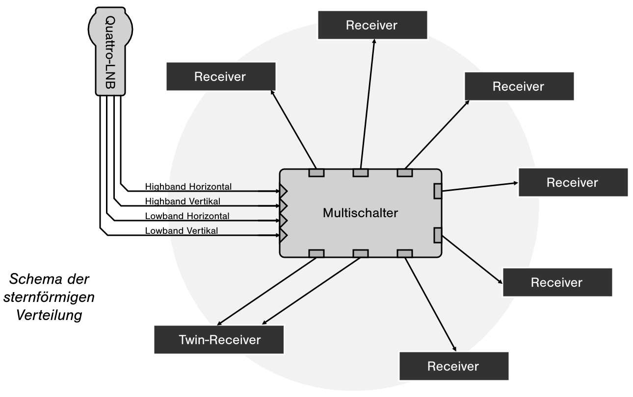 Schema der sternförmigen Verteilung